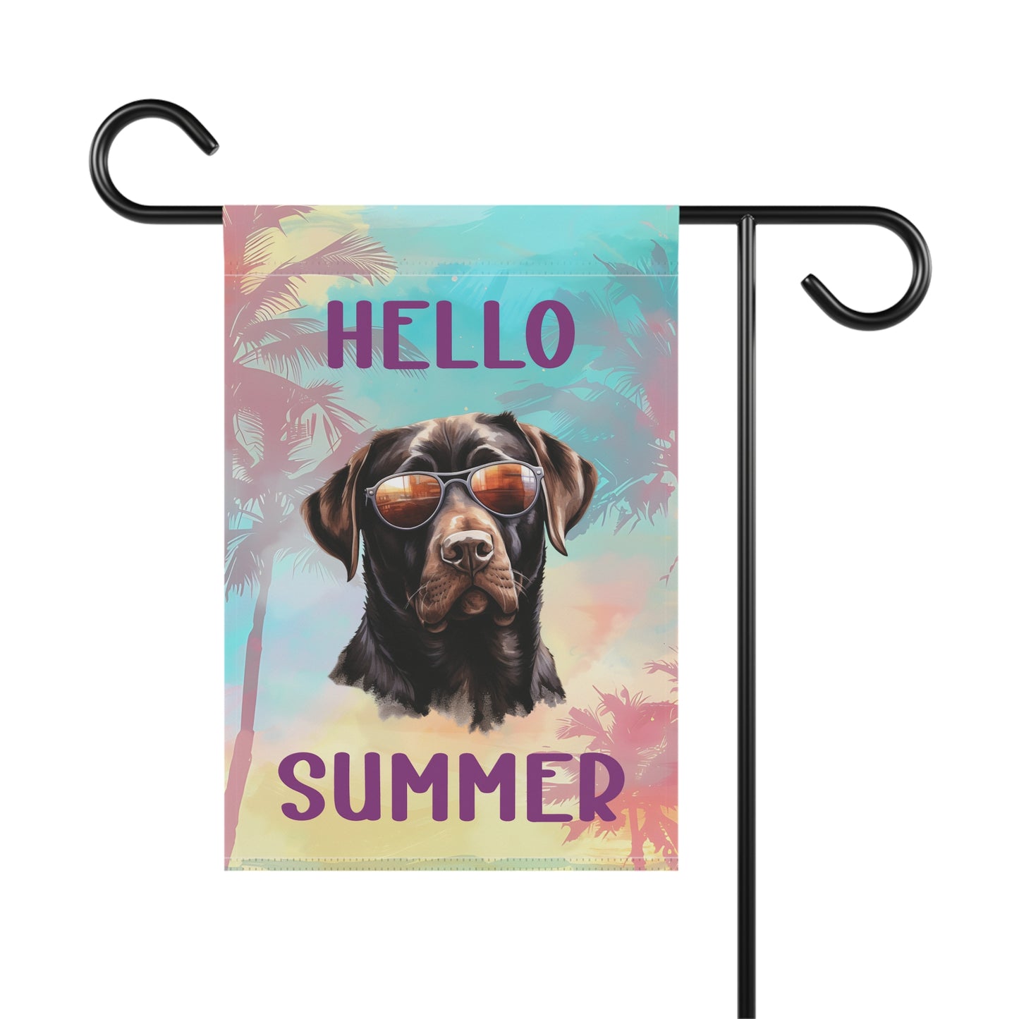 "Hello Summer"  with Sunglasses Labrador -Outdoor House Banner/Garden Flag