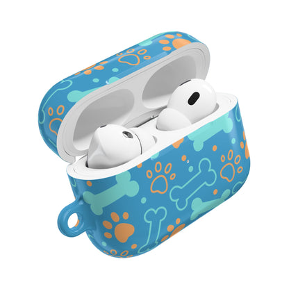 AirPod Case — Cute Dog Bones & Paw Prints Case (Blue)