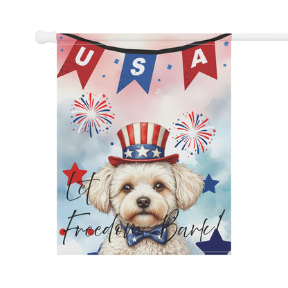 Patriotic Dog Garden Flag - Maltese – 'Let Freedom Bark' USA Banner