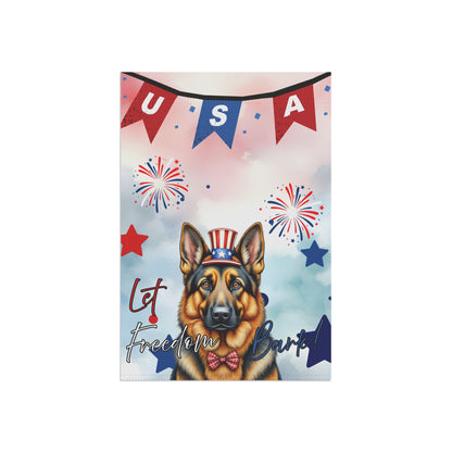 Patriotic Dog Garden Flag - German Shepard – 'Let Freedom Bark' USA Banner