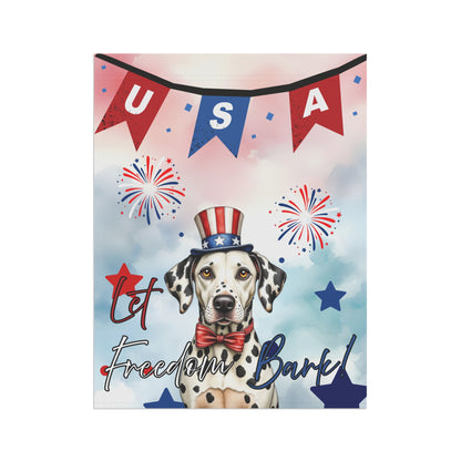Patriotic Dog Garden Flag - Dalmatian – 'Let Freedom Bark' USA Banner