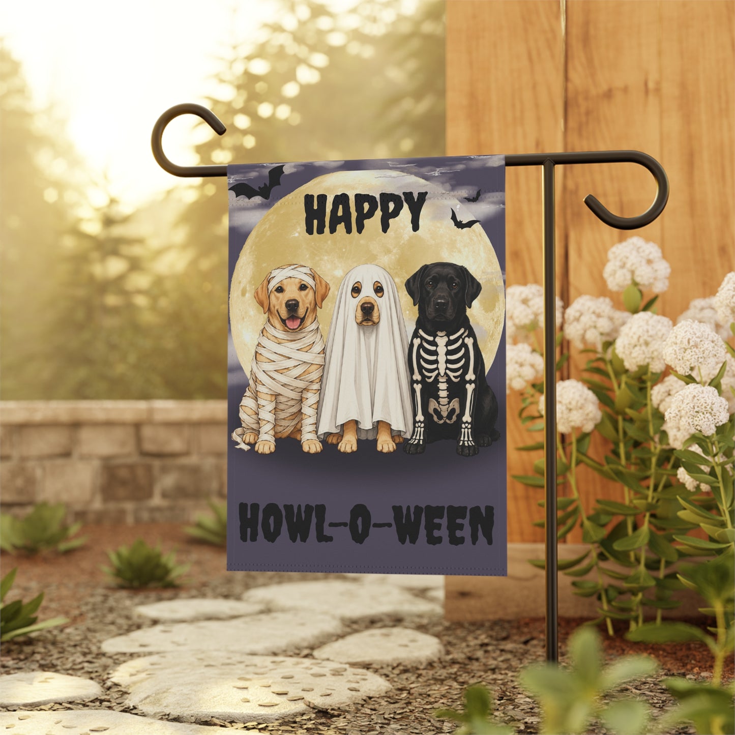 Happy Howl-O-Ween Dog Garden Flag