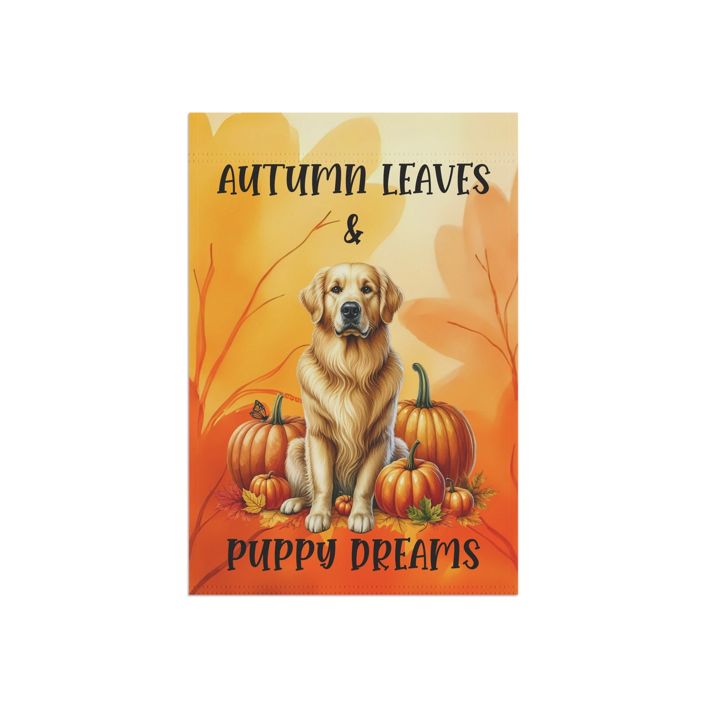 Autumn Leaves & Puppy Dreams Garden Flag - Golden Retriever