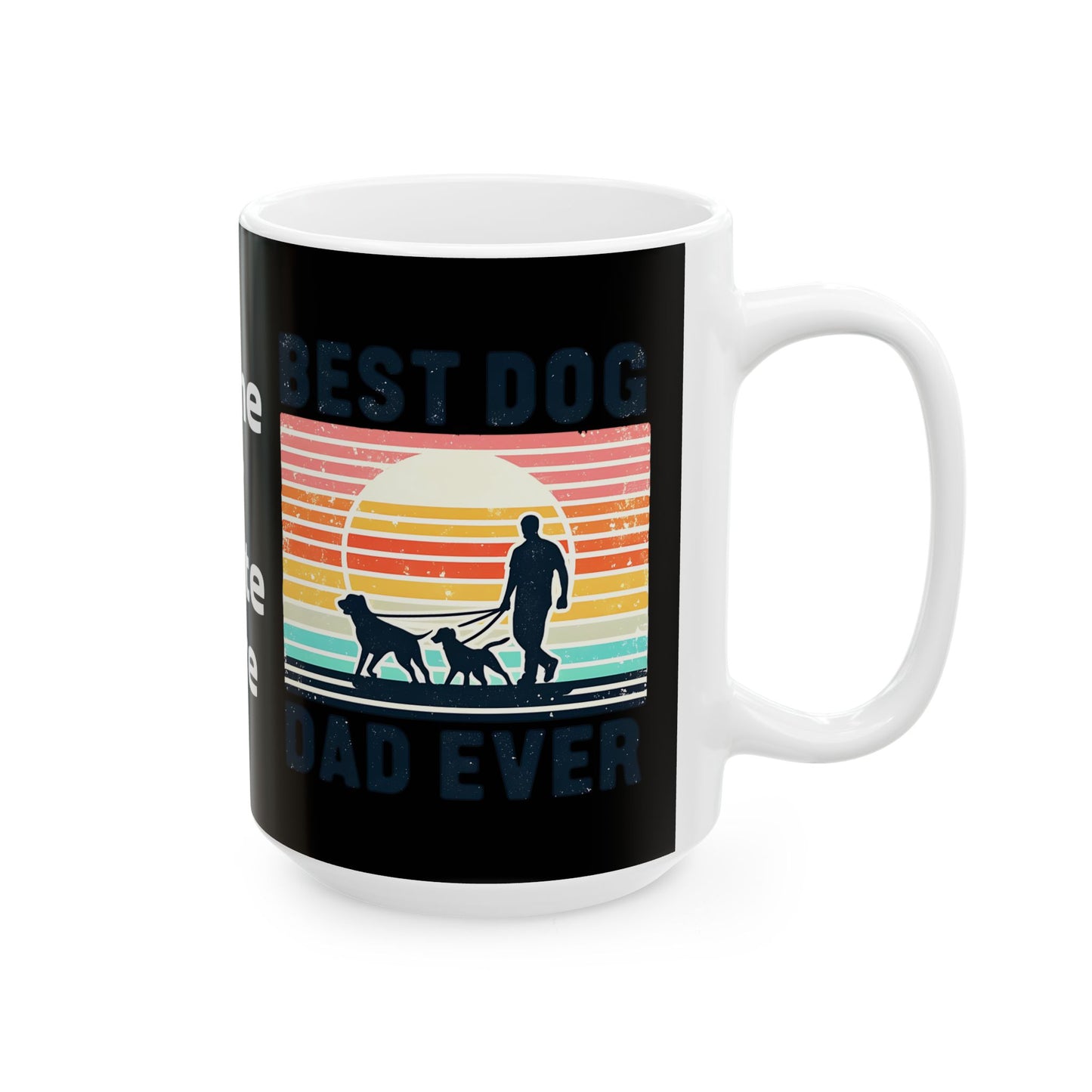 Customizable Retro Rainbow Dog Silhouette Mug | Ceramic Coffee Cup