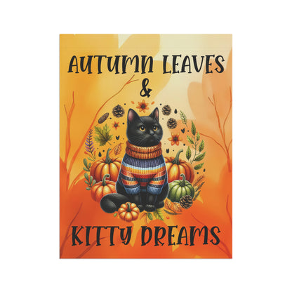 Autumn Leaves & Kitty Dreams Garden Flag - Black Cat