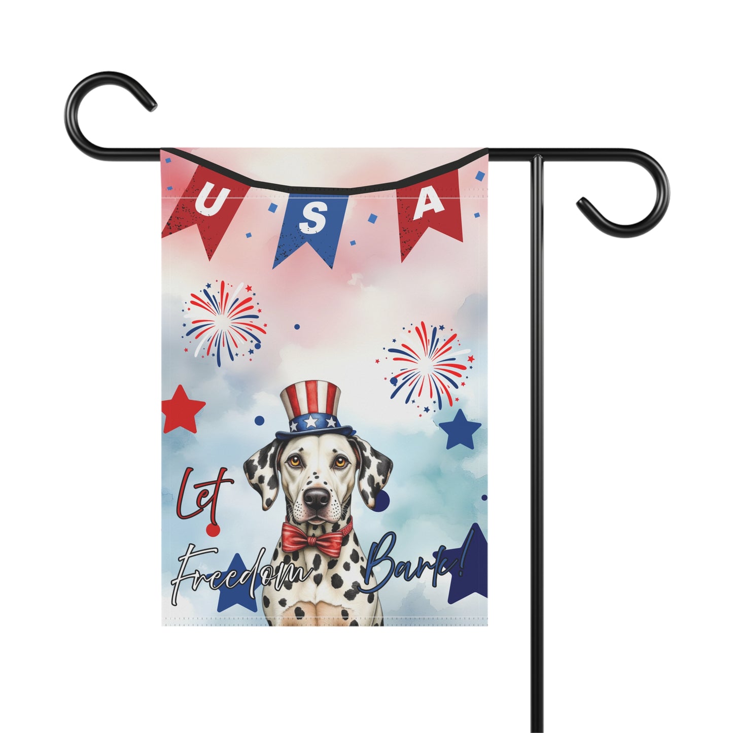 Patriotic Dog Garden Flag - Dalmatian – 'Let Freedom Bark' USA Banner