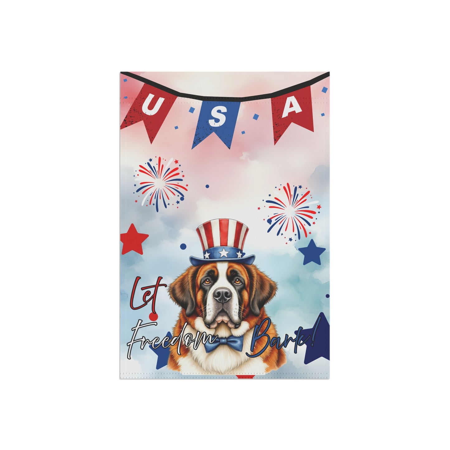Patriotic Dog Garden Flag - Saint Bernard – 'Let Freedom Bark' USA Banner