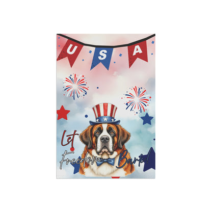 Patriotic Dog Garden Flag - Saint Bernard – 'Let Freedom Bark' USA Banner