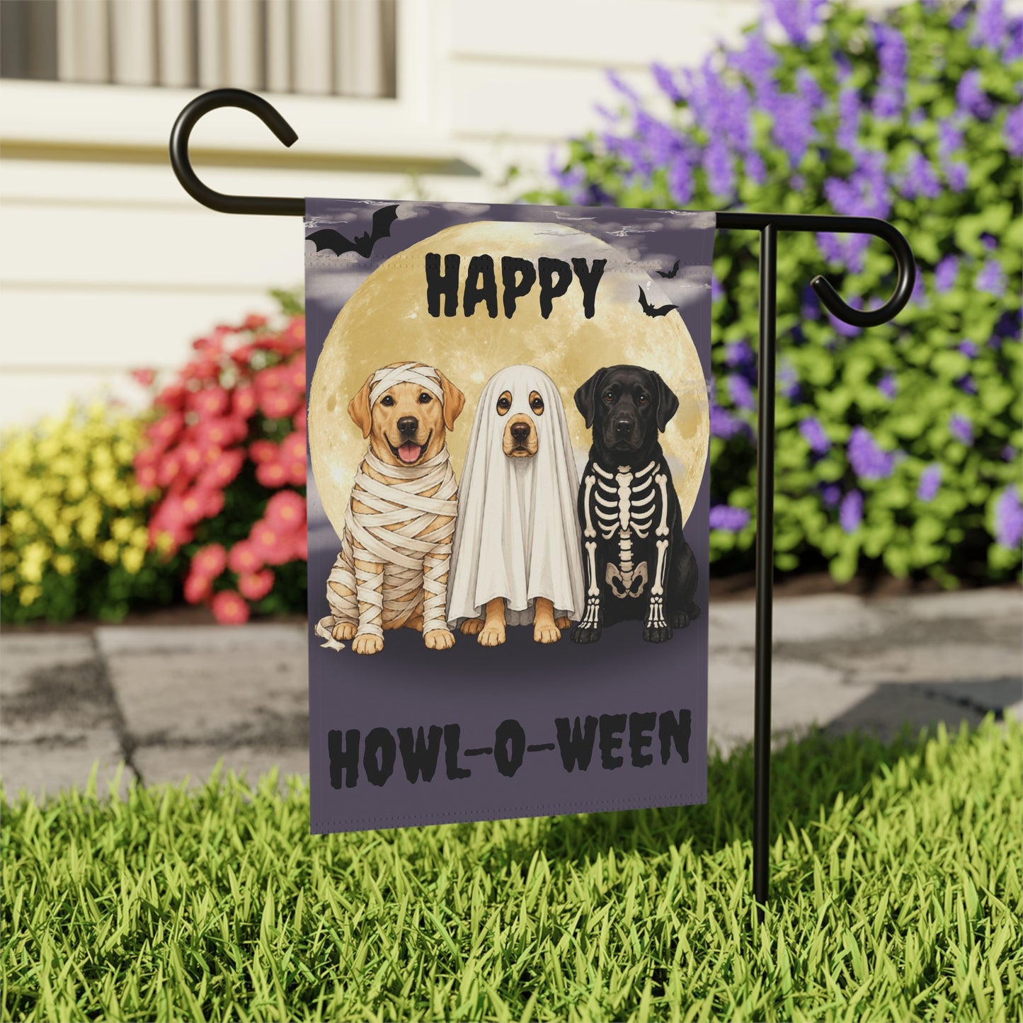 Happy Howl-O-Ween Dog Garden Flag