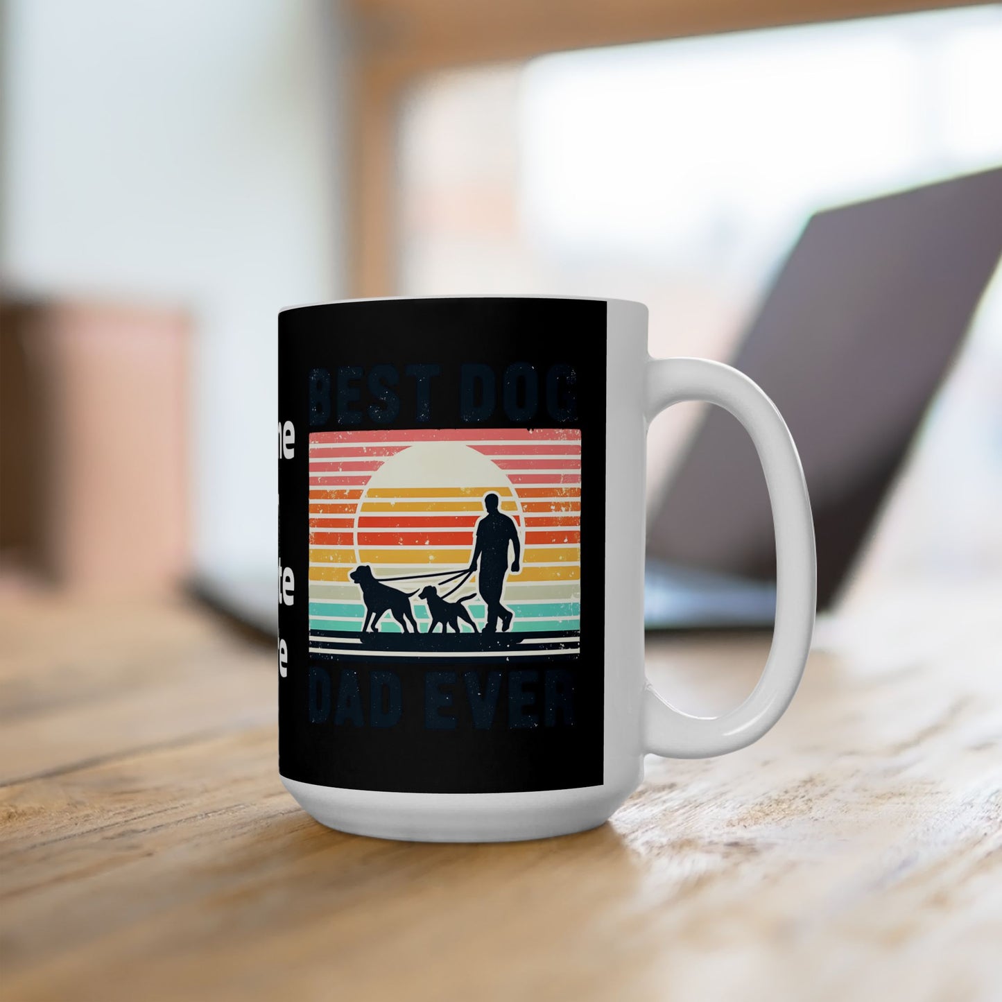 Customizable Retro Rainbow Dog Silhouette Mug | Ceramic Coffee Cup