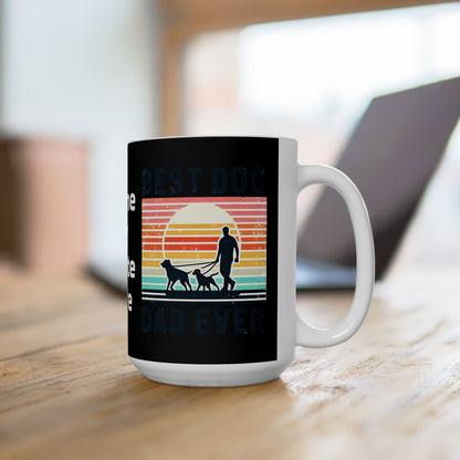 Customizable Retro Rainbow Dog Silhouette Mug | Ceramic Coffee Cup