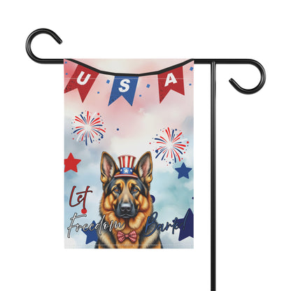 Patriotic Dog Garden Flag - German Shepard – 'Let Freedom Bark' USA Banner