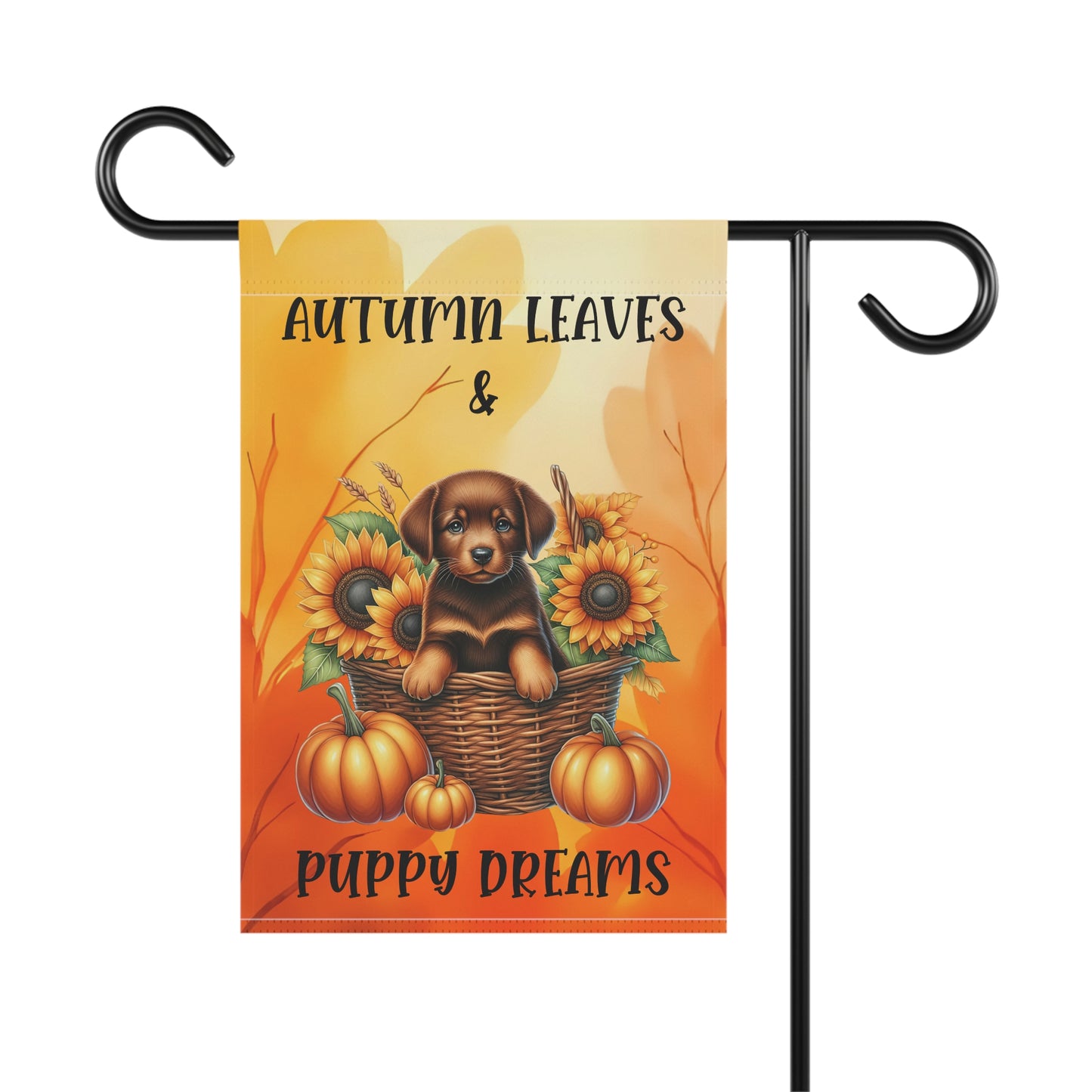 Autumn Leaves & Puppy Dreams Garden Flag — Custom Dog Breed