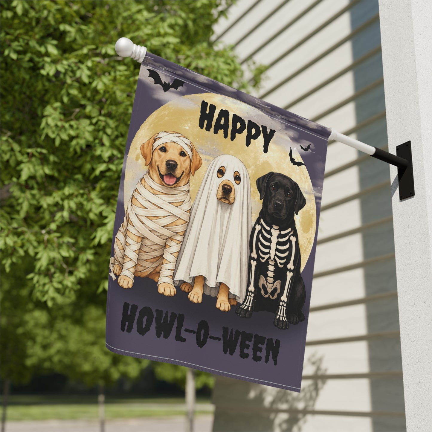 Happy Howl-O-Ween Dog Garden Flag