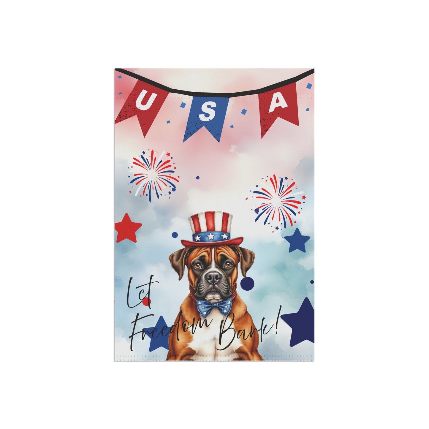 Patriotic Dog Garden Flag - Boxer – 'Let Freedom Bark' USA Banner