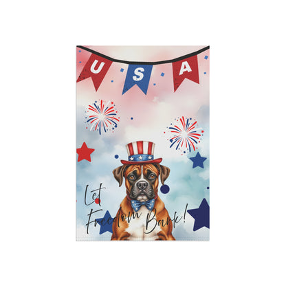 Patriotic Dog Garden Flag - Boxer – 'Let Freedom Bark' USA Banner