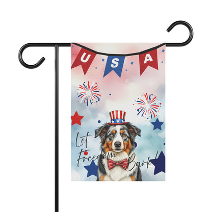 Patriotic Dog Garden Flag - Australian Shepard – 'Let Freedom Bark' USA Banner