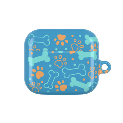 AirPod Case — Cute Dog Bones & Paw Prints Case (Blue)