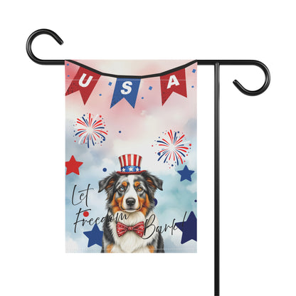 Patriotic Dog Garden Flag - Australian Shepard – 'Let Freedom Bark' USA Banner