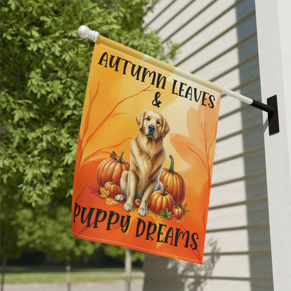 Autumn Leaves & Puppy Dreams Garden Flag - Golden Retriever