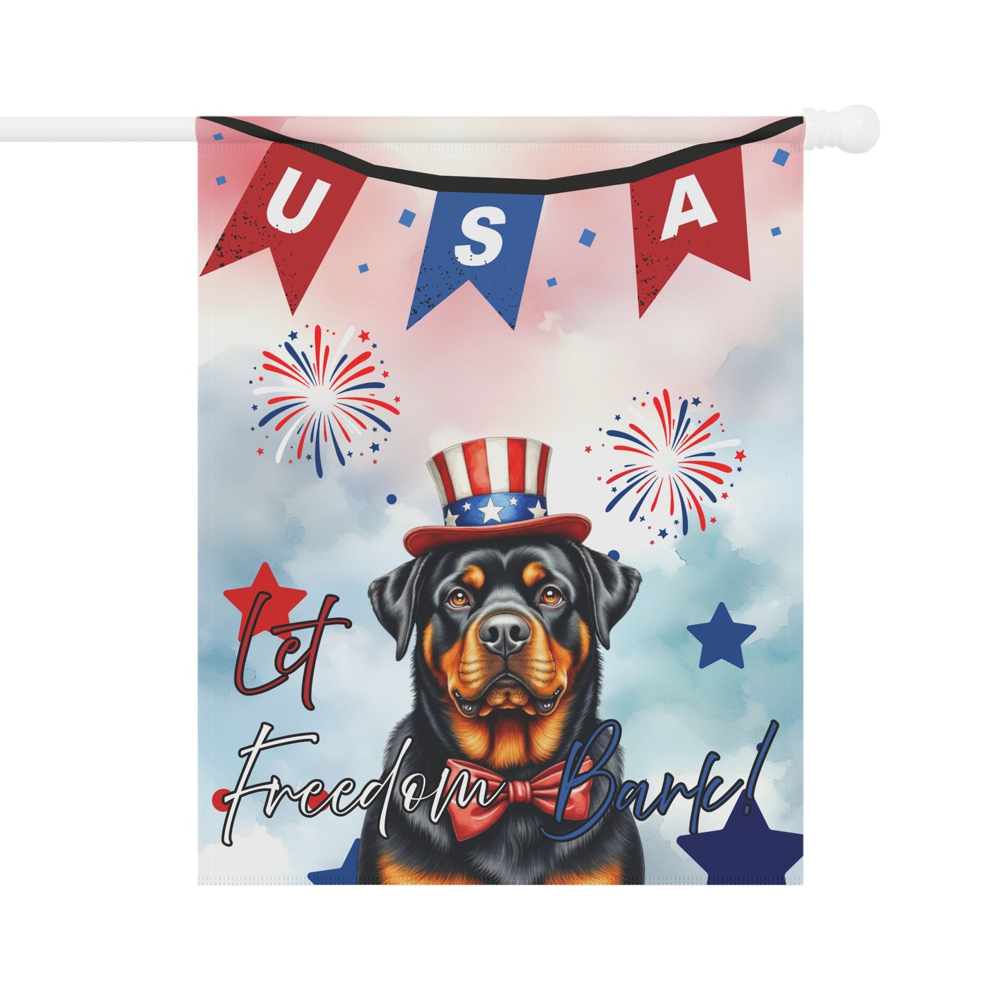 Patriotic Dog Garden Flag - Rottweiler – 'Let Freedom Bark' USA Banner