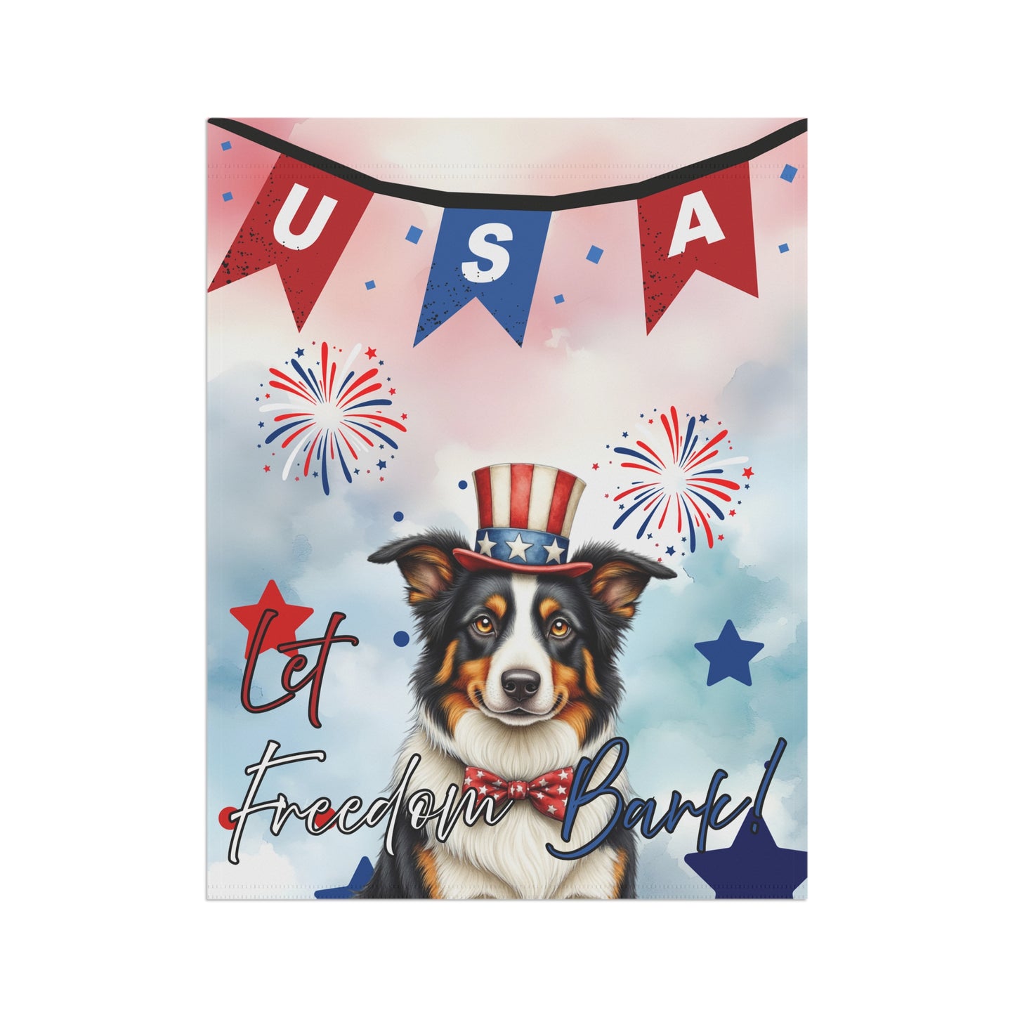Patriotic Dog Garden Flag - Border Collie – 'Let Freedom Bark' USA Banner