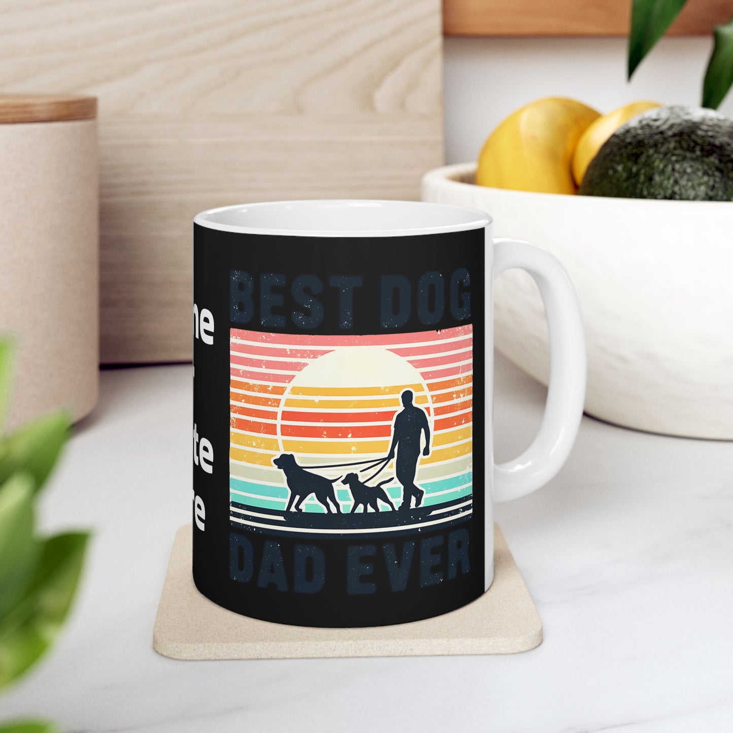 Customizable Retro Rainbow Dog Silhouette Mug | Ceramic Coffee Cup
