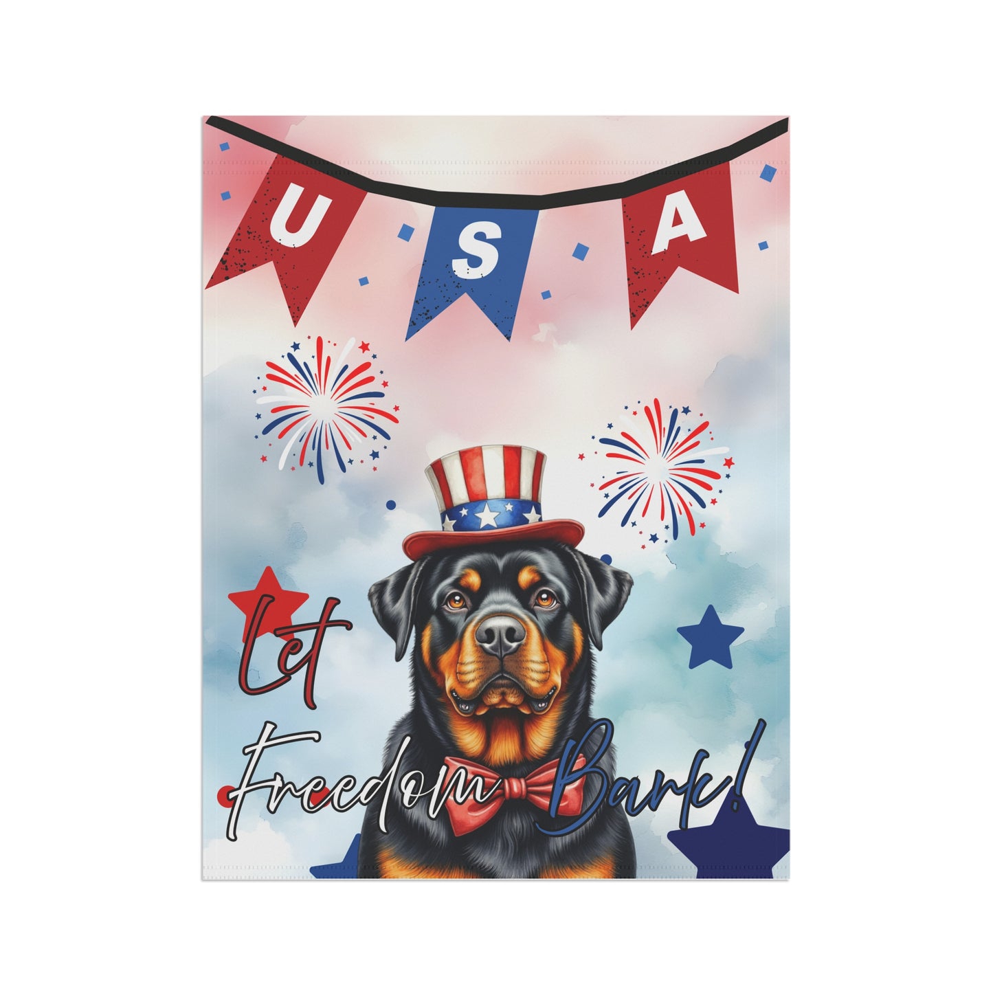 Patriotic Dog Garden Flag - Rottweiler – 'Let Freedom Bark' USA Banner