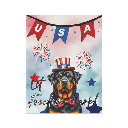 Patriotic Dog Garden Flag - Rottweiler – 'Let Freedom Bark' USA Banner