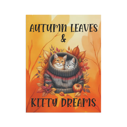 Autumn Leaves & Kitty Dreams Garden Flag - Orange and Tabby cat