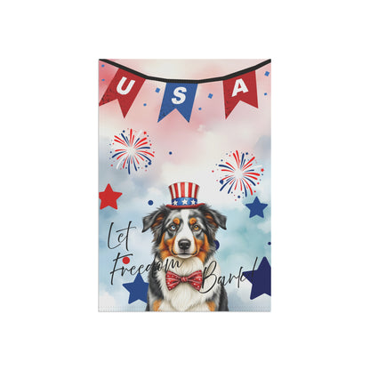 Patriotic Dog Garden Flag - Australian Shepard – 'Let Freedom Bark' USA Banner