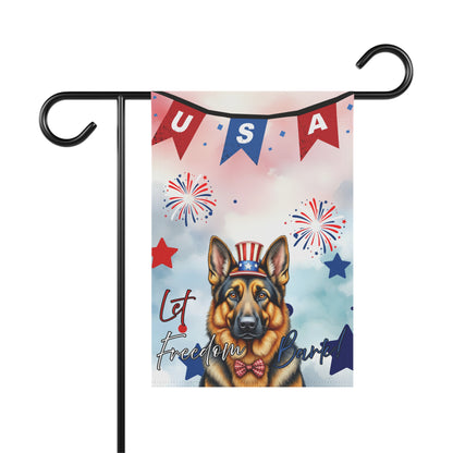 Patriotic Dog Garden Flag - German Shepard – 'Let Freedom Bark' USA Banner