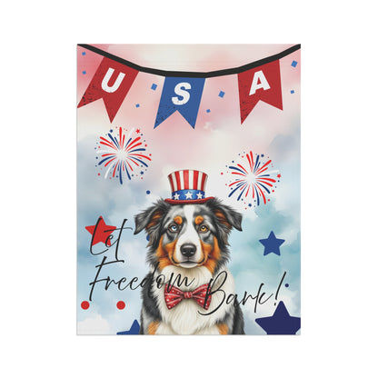 Patriotic Dog Garden Flag - Australian Shepard – 'Let Freedom Bark' USA Banner