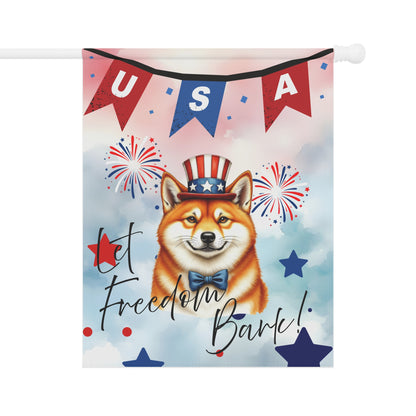 Patriotic Dog Garden Flag -Shiba Inu – 'Let Freedom Bark' USA Banner