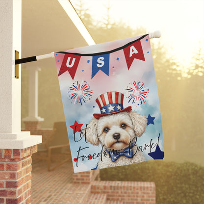 Patriotic Dog Garden Flag - Maltese – 'Let Freedom Bark' USA Banner