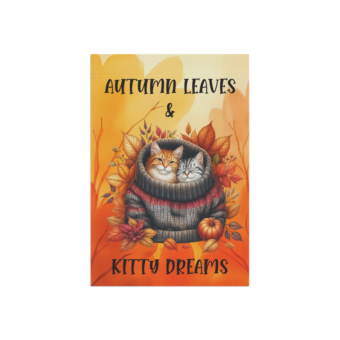 Autumn Leaves & Kitty Dreams Garden Flag - Orange and Tabby cat