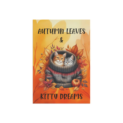 Autumn Leaves & Kitty Dreams Garden Flag - Orange and Tabby cat