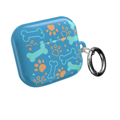 AirPod Case — Cute Dog Bones & Paw Prints Case (Blue)
