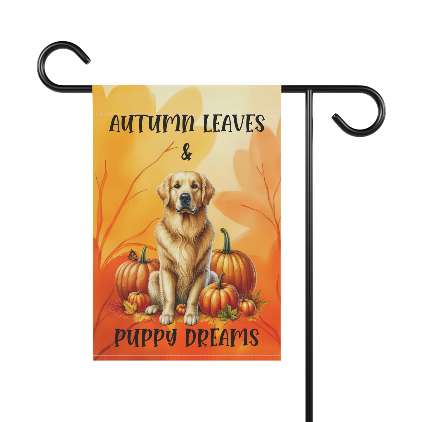 Autumn Leaves & Puppy Dreams Garden Flag - Golden Retriever