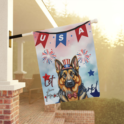 Patriotic Dog Garden Flag - German Shepard – 'Let Freedom Bark' USA Banner