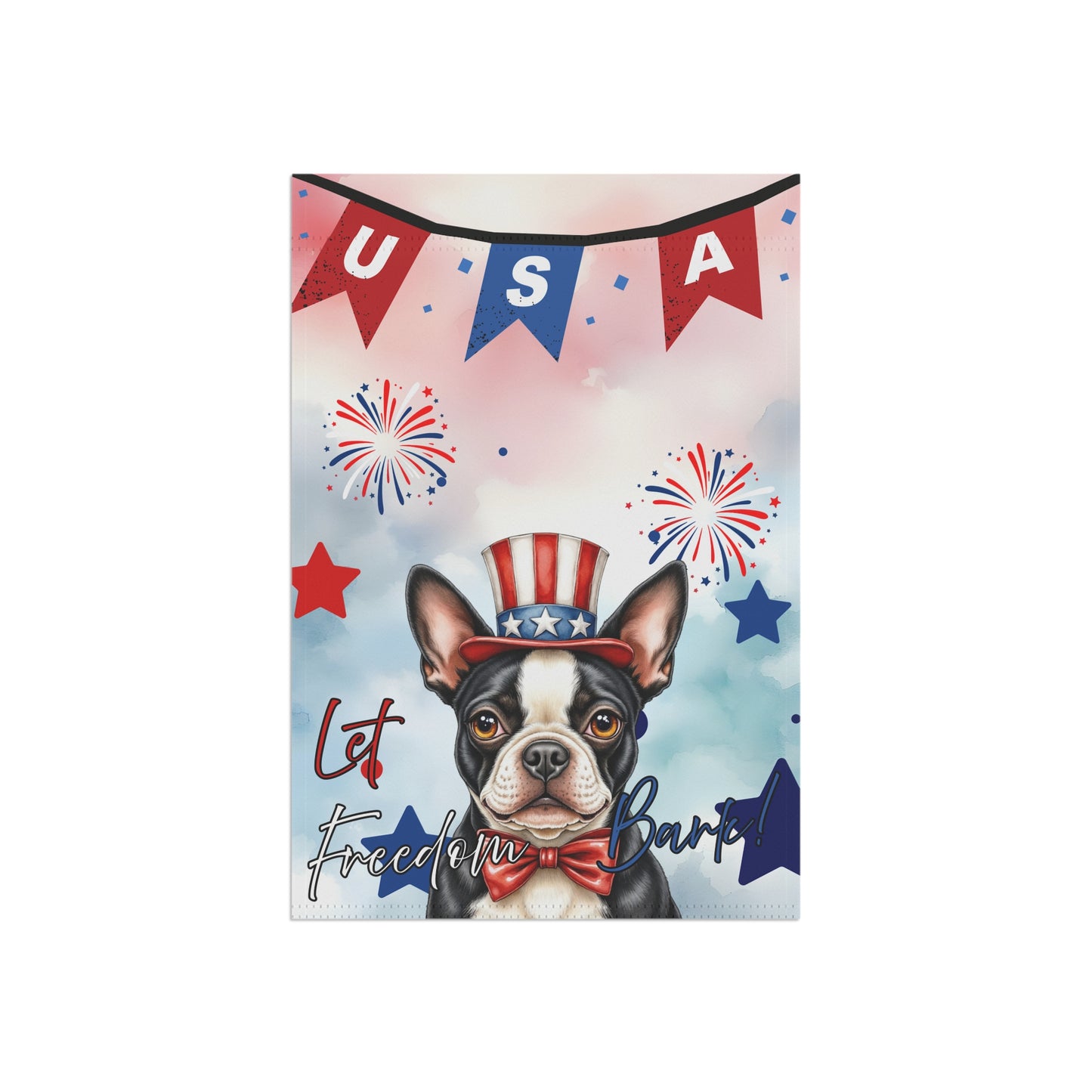 Patriotic Dog Garden Flag - Boston Terrier – 'Let Freedom Bark' USA Banner