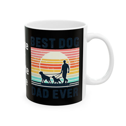 Customizable Retro Rainbow Dog Silhouette Mug | Ceramic Coffee Cup