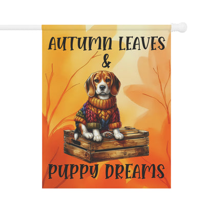 Autumn Leaves & Puppy Dreams Garden Flag — Beagle