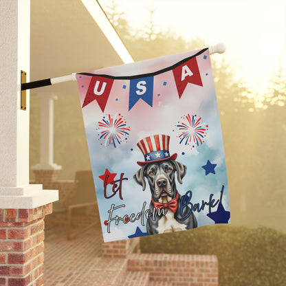Patriotic Dog Garden Flag - Great Dane – 'Let Freedom Bark' USA Banner