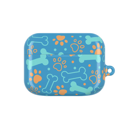 AirPod Case — Cute Dog Bones & Paw Prints Case (Blue)