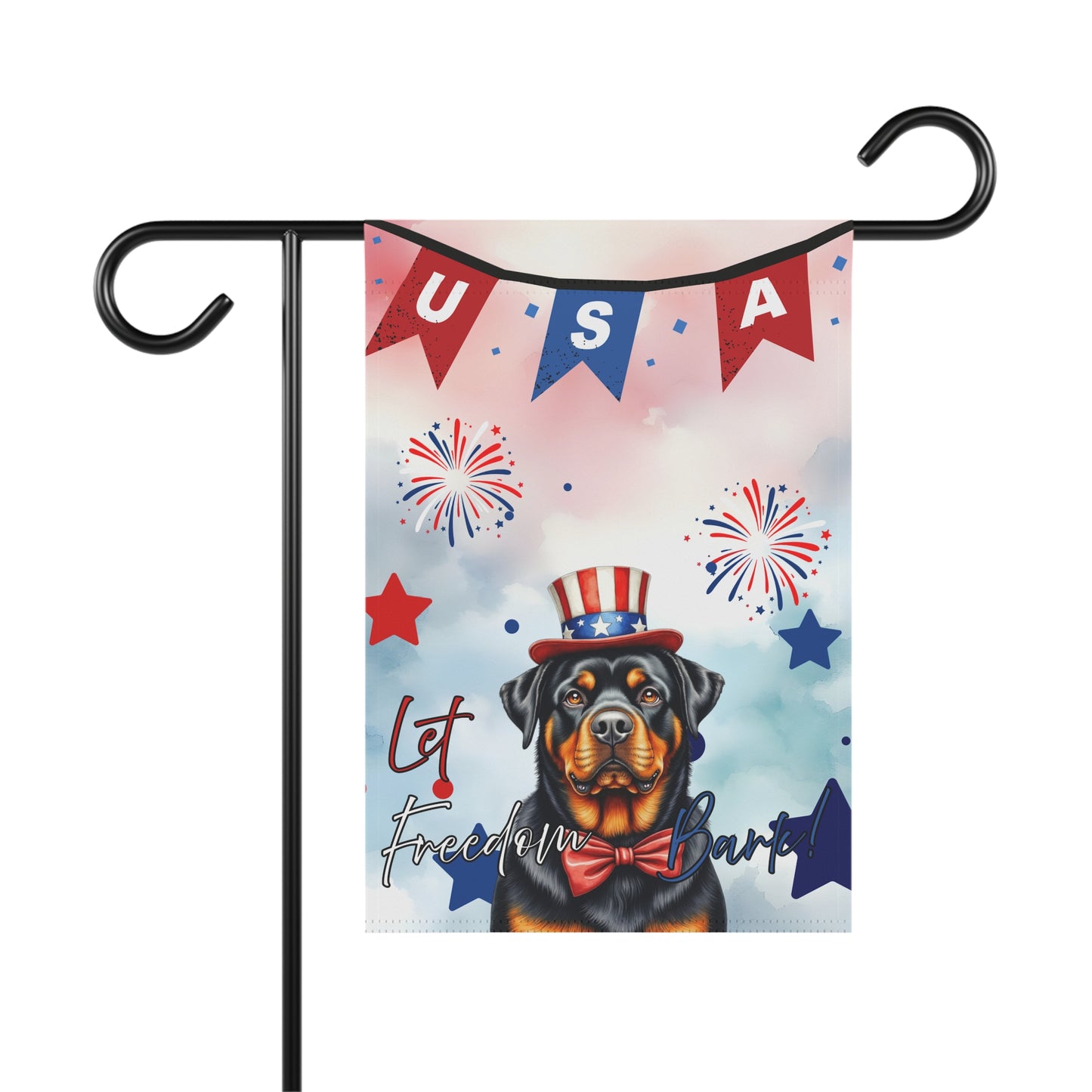 Patriotic Dog Garden Flag - Rottweiler – 'Let Freedom Bark' USA Banner