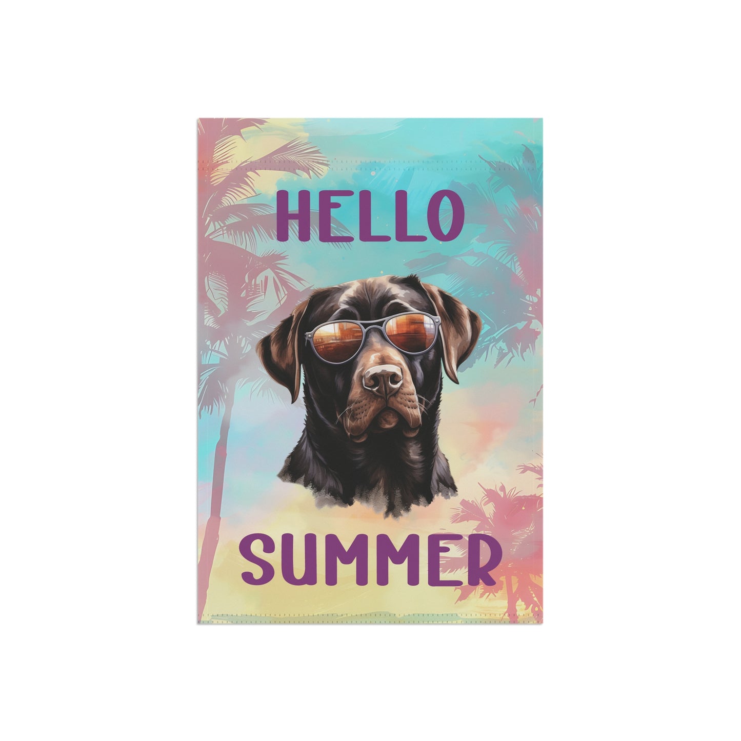 "Hello Summer"  with Sunglasses Labrador -Outdoor House Banner/Garden Flag