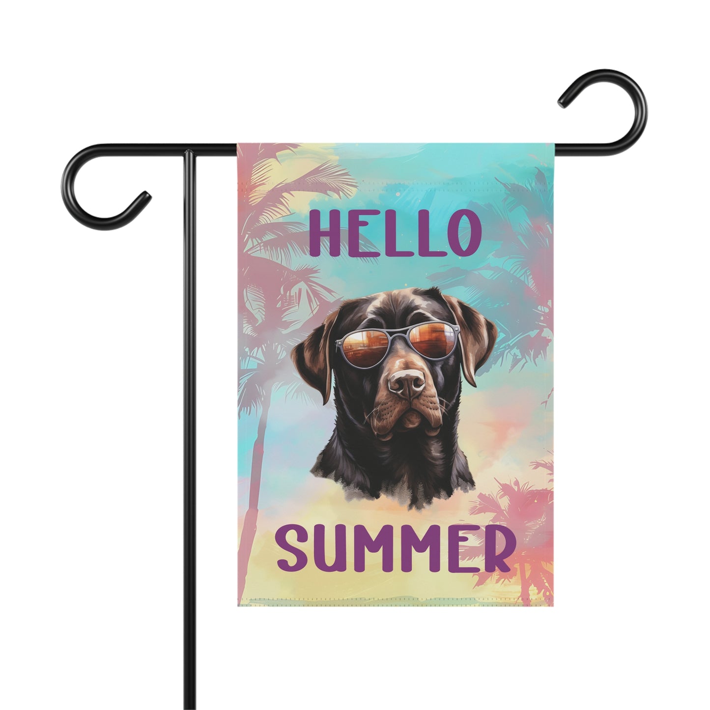 "Hello Summer"  with Sunglasses Labrador -Outdoor House Banner/Garden Flag