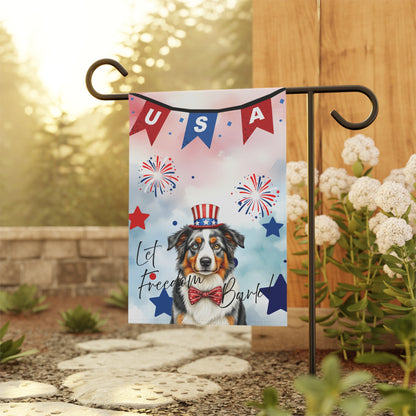 Patriotic Dog Garden Flag - Australian Shepard – 'Let Freedom Bark' USA Banner