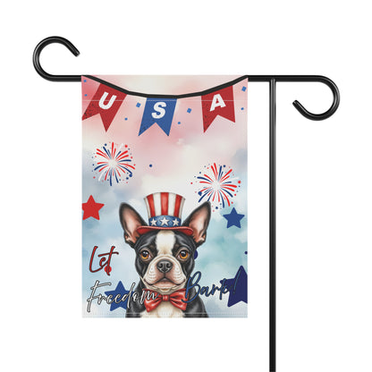 Patriotic Dog Garden Flag - Boston Terrier – 'Let Freedom Bark' USA Banner